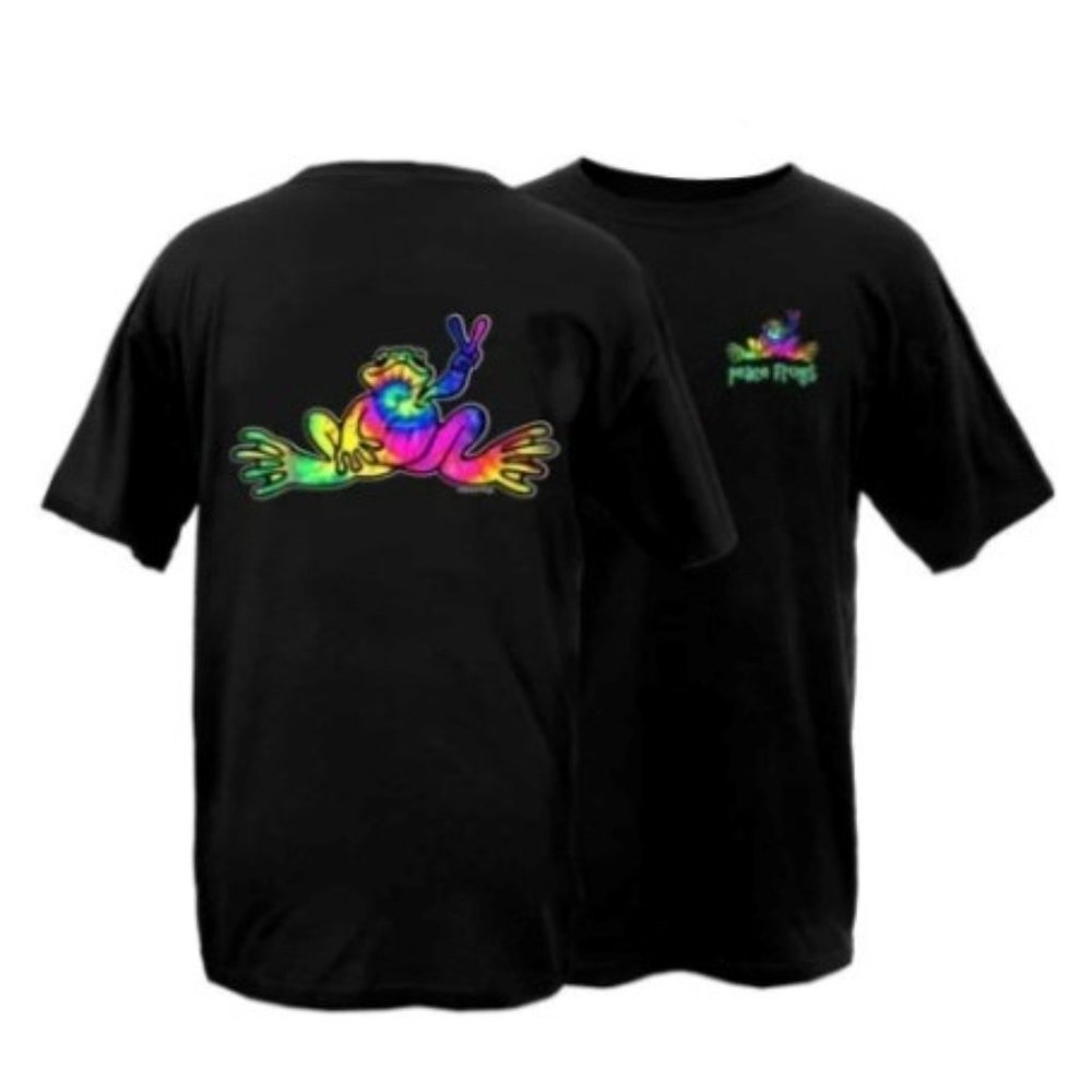 Peace Frogs Neon Tie-Dye Frog T-Shirt ~ 100% Cotton ~ Choose Size ~ Brand New!